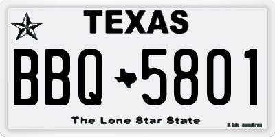 TX license plate BBQ5801