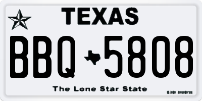 TX license plate BBQ5808