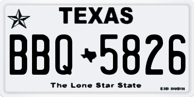 TX license plate BBQ5826