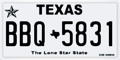 TX license plate BBQ5831