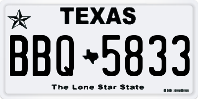 TX license plate BBQ5833