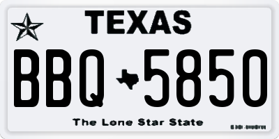 TX license plate BBQ5850