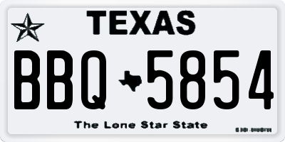 TX license plate BBQ5854