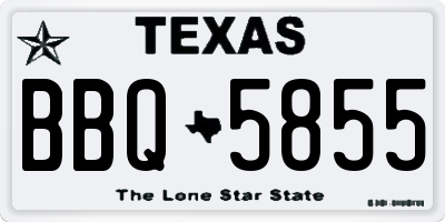 TX license plate BBQ5855