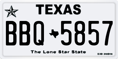 TX license plate BBQ5857