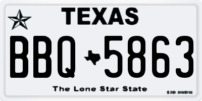 TX license plate BBQ5863