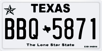 TX license plate BBQ5871