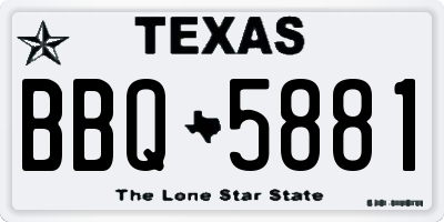 TX license plate BBQ5881
