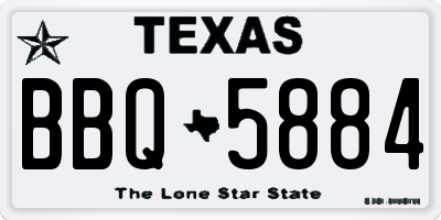 TX license plate BBQ5884