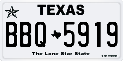 TX license plate BBQ5919