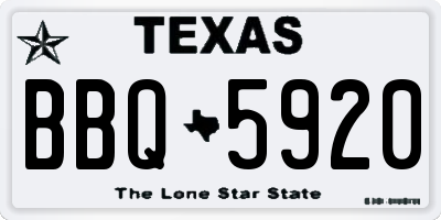 TX license plate BBQ5920