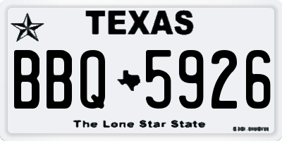 TX license plate BBQ5926