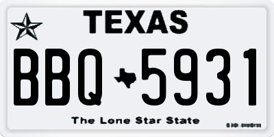 TX license plate BBQ5931