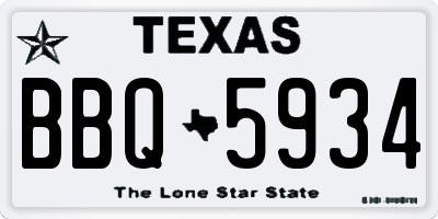 TX license plate BBQ5934