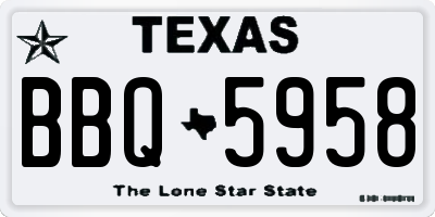 TX license plate BBQ5958
