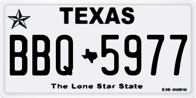 TX license plate BBQ5977