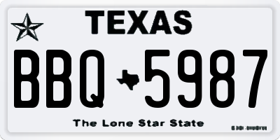 TX license plate BBQ5987