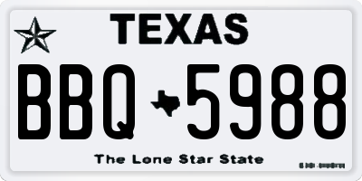 TX license plate BBQ5988
