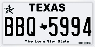 TX license plate BBQ5994