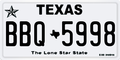TX license plate BBQ5998