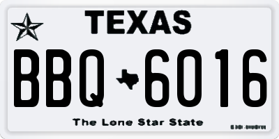 TX license plate BBQ6016