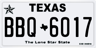TX license plate BBQ6017
