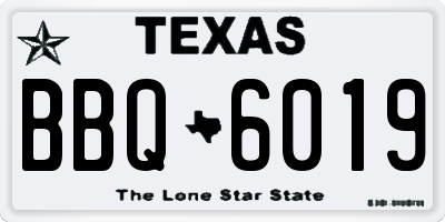 TX license plate BBQ6019