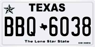 TX license plate BBQ6038