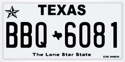 TX license plate BBQ6081