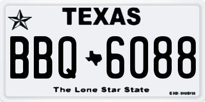 TX license plate BBQ6088