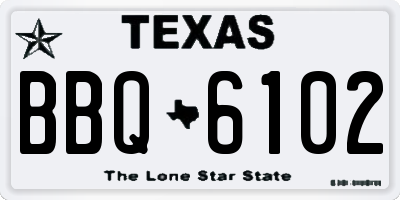 TX license plate BBQ6102