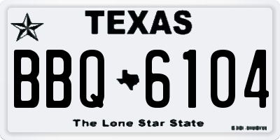TX license plate BBQ6104