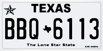 TX license plate BBQ6113