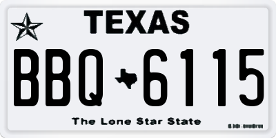 TX license plate BBQ6115
