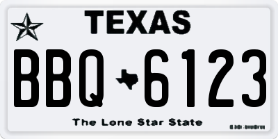 TX license plate BBQ6123