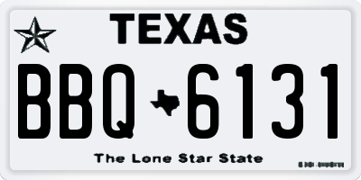 TX license plate BBQ6131