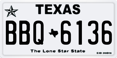 TX license plate BBQ6136