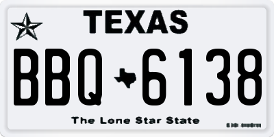 TX license plate BBQ6138