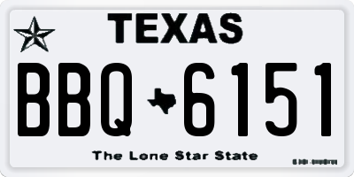 TX license plate BBQ6151