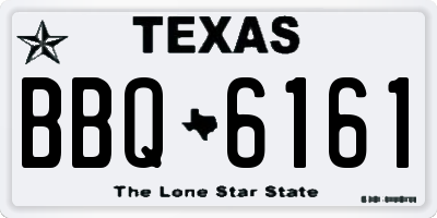 TX license plate BBQ6161