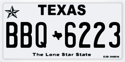 TX license plate BBQ6223