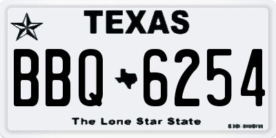 TX license plate BBQ6254