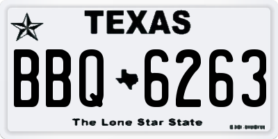 TX license plate BBQ6263