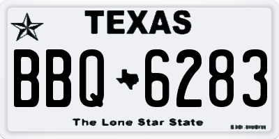 TX license plate BBQ6283