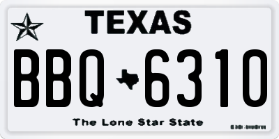 TX license plate BBQ6310