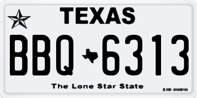 TX license plate BBQ6313