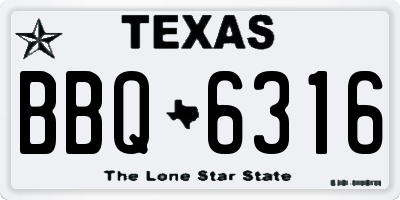 TX license plate BBQ6316