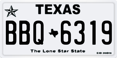 TX license plate BBQ6319