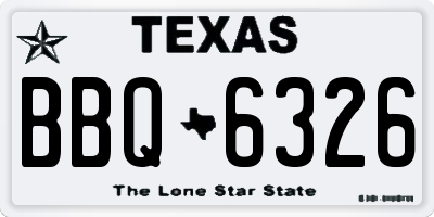 TX license plate BBQ6326