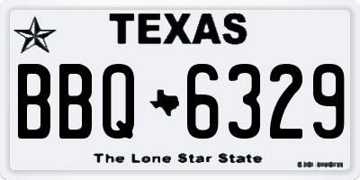 TX license plate BBQ6329